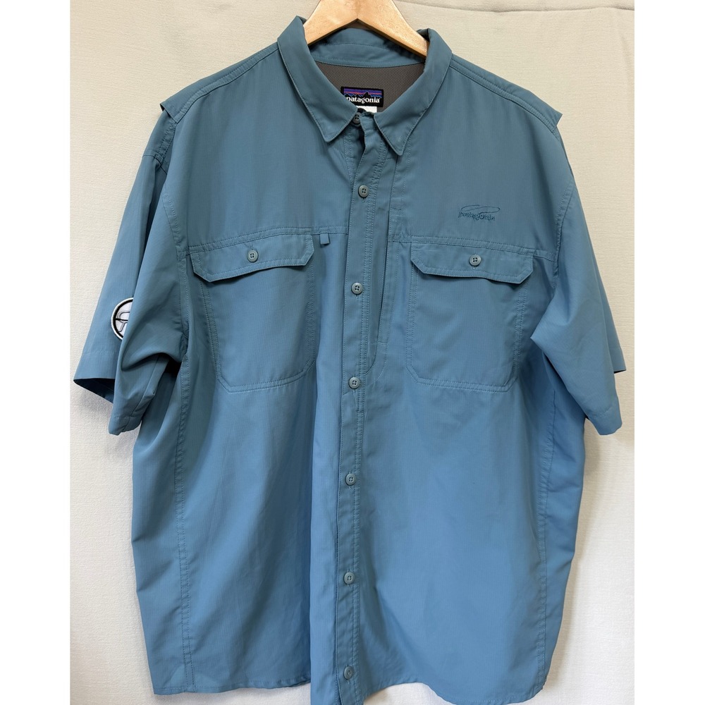 Patagonia Men's Sol Patrol II Short Sleeve Fishing Hiking Shirt Blue XL